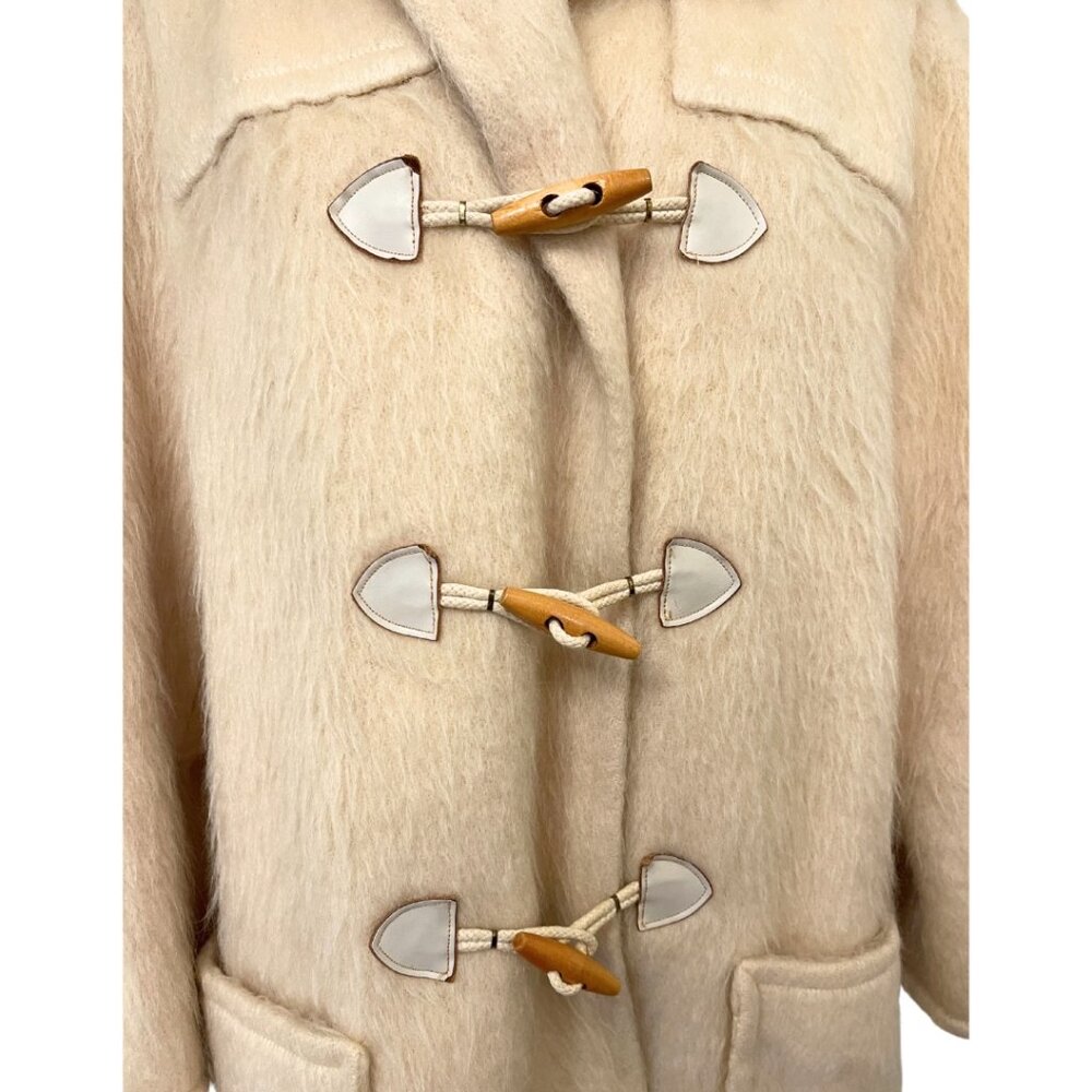 VTG I.Magnin Cream Color Preppy Mohair Coat USA Union Made 1960s Wood Toggles - Picture 8 of 16